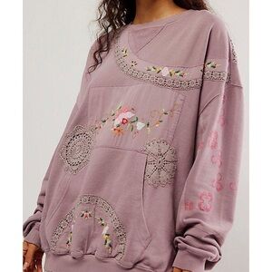 Free People Grandmas Attic Sweatshirt in Quail - Soft Lilac Sweater